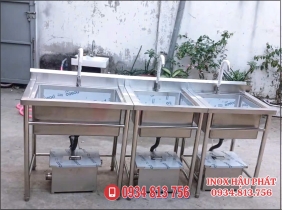 CHẬU RỬA INOX CÔNG NGHIỆP CÓ BẪY MỠ – SẢN XUẤT THEO YÊU CẦU