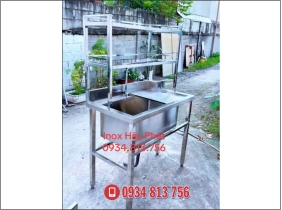 CHẬU RỬA INOX KÈM KỆ ÚP LY 2 TẦNG – TIỆN LỢI CHO QUÁN CAFE, QUÁN ĂN, TRÀ SỮA