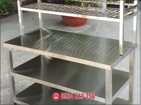 kệ inox 2 tầng đặt trên bàn