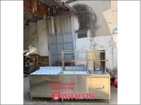 QUẦY PHA CHẾ 2m4 CÓ BỒN RỬA & THÙNG ĐÁ ÂM KÈM KỆ 2 TẦNG THIẾT KẾ THEO YÊU CẦU