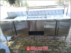 quầy pha chế inox 304 dài 2m có kệ trên