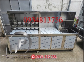 QUẦY PHA CHẾ INOX 304 DÀI 2M4 THIẾT KẾ THEO YÊU CẦU - ĐẦY ĐỦ CÔNG NĂNG SỬ DỤNG