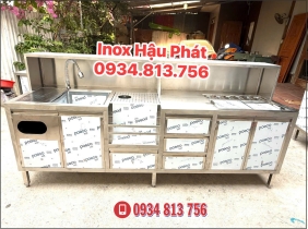 QUẦY PHA CHẾ INOX DÀI 2M5 THIẾT KẾ ĐẦY ĐỦ CÔNG NĂNG SỬ DỤNG