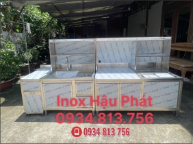 QUẦY PHA CHẾ INOX DÀI 3m1 THIẾT KẾ ĐẦY ĐỦ CÔNG NĂNG SỬ DỤNG, TIỆN LỢI