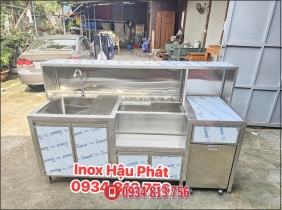  QUẦY PHA CHẾ TRÀ SỮA INOX 304 DÀI 1M98 ĐƯỢC SẢN XUẤT TRỰC TIẾP TẠI XƯỞNG INOX HẬU PHÁT