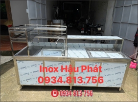 QUẦY PHA CHẾ TRÀ SỮA INOX 304 DÀI 2M2 THIẾT KẾ ĐẦY ĐỦ CÔNG NĂNG SỬ DỤNG TIỆN LỢI