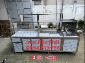 QUẦY PHA CHẾ TRÀ SỮA INOX 304 DÀI 2M5 - SX TRỰC TIẾP TẠI INOX HẬU PHÁT