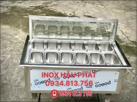 THÙNG ÂM QUẦY GIỮ LẠNH 12 KHAY TOPPING NẮP ĐẬY MICA