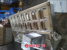 Thùng đá âm bàn kết hợp khay topping giữ lạnh