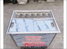THÙNG ĐÁ ÂM QUẦY INOX 304 2 NẮP LÙA KÈM 6 KHAY GN 1/9 ĐƯỢC THIẾT KẾ THEO YÊU CẦU
