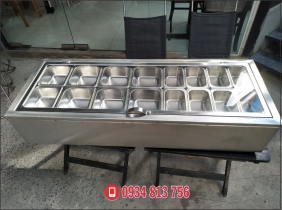 thùng đá giữ lạnh 16 khay topping có nắp đậy mica