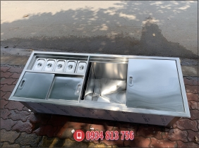 thùng đá inox 304 âm quầy 