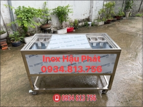 THÙNG ĐÁ INOX 304 DÀI 1M2 CÓ CHÂN ĐỨNG KẾT HỢP LÀM LẠNH 10 KHAY DUNG TÍCH 1 LÍT