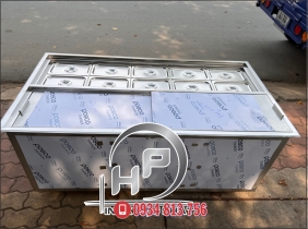 THÙNG ĐÁ INOX ÂM QUẦY GIỮ LẠNH 10 KHAY TOPPING 1/4