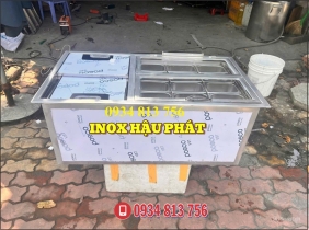 THÙNG ĐÁ INOX ÂM QUẦY KẾT HỢP 12 KHAY DUNG TÍCH 1 LÍT NẮP ĐẬY MICA