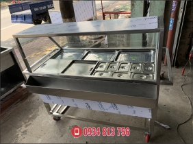 Mẫu Thùng đựng đá giữ lạnh khay topping có kệ kính
