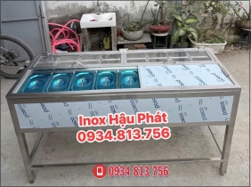 THÙNG ĐÁ INOX CÓ CHÂN ĐỨNG KẾT HỢP 16 KHAY 1/9 VÀ 5 KHAY 1/4