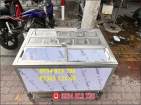 THÙNG ĐÁ INOX CÓ CHÂN GIỮ LẠNH 10 KHAY 1.5 LÍT. NẮP ĐẬY MICA