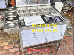 THÙNG ĐÁ INOX CÓ CHÂN GIỮ LẠNH 12 KHAY 1 LÍT. NẮP ĐẬY MICA KẾT HỢP 4 KHAY KHÔNG LẠNH
