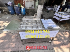 THÙNG ĐÁ INOX CÓ CHÂN GIỮ LẠNH 12 KHAY TOPPING TRÀ SỮA! NẮP MICA! BÀN PHA CHẾ
