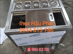 THÙNG ĐÁ INOX CÓ CHÂN GIỮ LẠNH KHAY TOPPING