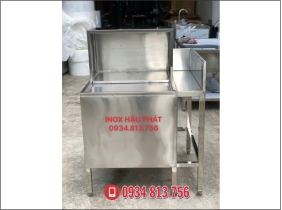 THÙNG ĐÁ INOX CÓ CHÂN KÈM KỆ BỌC KÍN LƯNG INOX