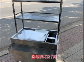 THÙNG ĐÁ INOX CÓ CHÂN KẾT HỢP KỆ INOX ĐỰNG DỤNG CỤ