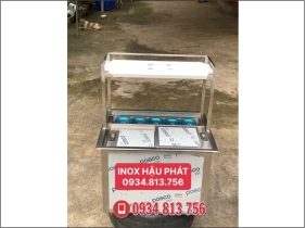 THÙNG ĐÁ INOX KẾT HỢP 5 KHAY TOPPING GIỮ LẠNH KÈM KỆ TRƯNG BÀY