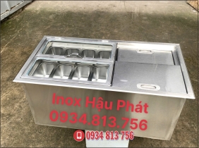 THÙNG ĐÁ INOX KẾT HỢP LÀM LẠNH 8 KHAY DUNG TÍCH 1 LÍT  ! NẮP GẬP BẰNG KÍNH