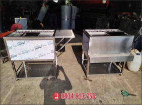 thùng đựng đá inox 304 có chân giữ lanh 6 khay topping