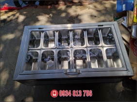 Thùng giữ lạnh 12 khay topping có nắp đậy mica