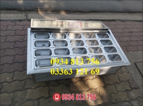 THÙNG INOX ÂM QUẦY GIỮ LẠNH 20 KHAY 1/9 NẮP MICA GẬP