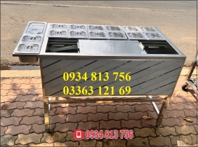 THÙNG INOX CÓ CHÂN GIỮ LẠNH 12 KHAY 1/6 CÓ NẮP LẤY ĐÁ PHA CHẾ!