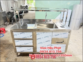 TỦ BỒN RỬA INOX 304 CÓ 3 HỘC KÉO