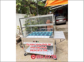 TỦ HÂM NÓNG THỨC ĂN  KÈM 12 KHAY GN 1/4 VÀ BÀN GẬP CÓ BÁNH XE DI CHUYỂN TIỆN LỢI