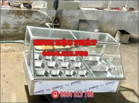 TỦ KÍNH INOX TÍCH HỢP 14 KHAY TOPPING – GIỮ LẠNH LÂU, TRƯNG BÀY ĐẸP MẮT 
