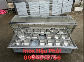TỦ KÍNH THÙNG ĐÁ INOX TÍCH HỢP 21 KHAY TOPPING DUNG TÍCH 1.5L! GIỮ LẠNH LÂU