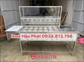 TỦ KÍNH TRƯNG BÀY TOPPING KÈM THÙNG ĐÁ FULL INOX 304