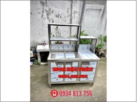 TỦ PHA CHẾ INOX 304 KẾT HỢP THÙNG ĐÁ & KỆ – THIẾT KẾ THÔNG MINH, TIỆN LỢI