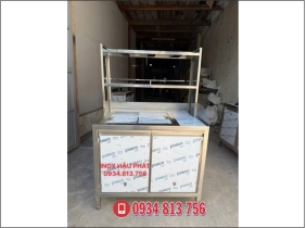 TỦ THÙNG ĐÁ INOX 1M KÈM KỆ 2 TẦNG