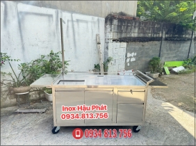 XE ĐẨY BÁN COFFEE INOX  KÈM THÙNG ĐÁ ÂM