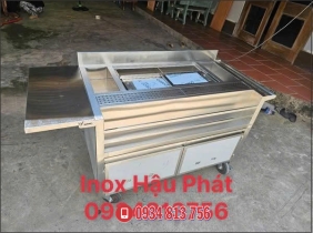 XE ĐẨY COOKTAIL INOX 1M2 THIẾT KẾ THEO YÊU CẦU CỦA KHÁCH HÀNG