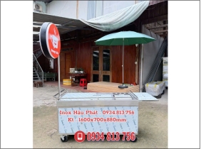 XE ĐẨY INOX 304 TÍCH HỢP THÙNG ĐÁ ÂM KÈM KHAY SỐC NHIỆT