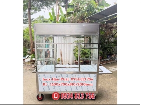 XE ĐẨY TỦ KÍNH BÁN BÁNH MÌ FULL INOX 304 ĐƯỢC SẢN XUẤT TRỰC TIẾP TẠI XƯỞNG