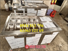 XE TRÀ SỮA 1M4 CÓ 10 KHAY TOPPING VÀ THÙNG ĐỰNG ĐÁ SỬ DỤNG