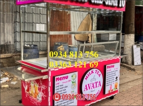 XE TRÀ SỮA 1M6 CÓ 18 KHAY TOPPING VÀ THÙNG ĐỰNG ĐÁ SỬ DỤNG