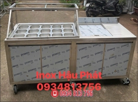 XE TRÀ SỮA 1M8 KẾT HỢP 15 KHAY TOPPING GIỮ LẠNH VÀ THÙNG ĐÁ ÂM QUẦY