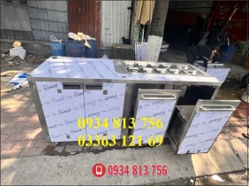 XE TRÀ SỮA INOX CÓ KHAY TOPPING! HỘC KÉO ĐỰNG THÙNG RÁC